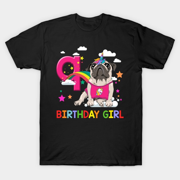 Pug Birthday - 9 Years Old Unicorn Pugicorn Party T-Shirt by martinyualiso